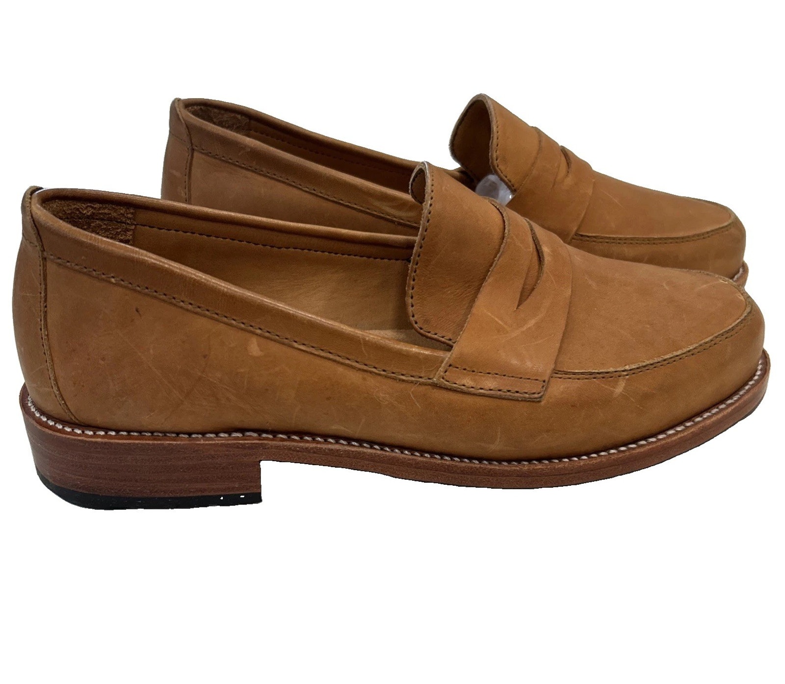 Adelante Shoe Co Men's Tan Brown Leather Penny Loafers Dress Shoes Sz 9d Euc